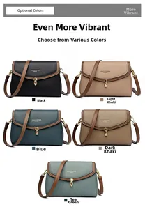 Detail display of small crossbody bags in five colors with lychee texture and metal buckles