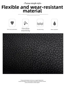 Detail of black litchi texture leather showing waterproof and wear-resistant fabric