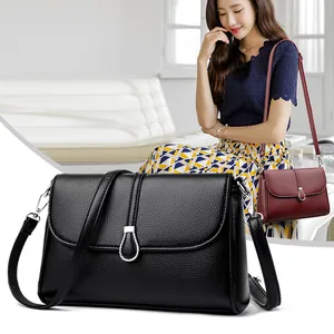 Women Litchi Texture PU Leather Crossbody Bag Stylish Shoulder Handbag With Silver Metal Buckle Flip Cover For Office Daily