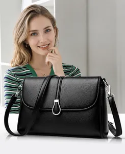 Detail of black lychee grain leather handbag with silver teardrop metal hardware