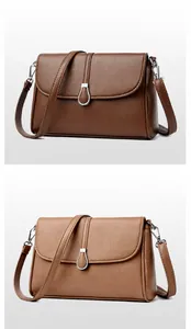 Comparison of brown and khaki textured leather handbags with silver metal drop clasps
