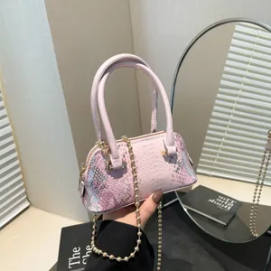 Women's Mini Shell Bag Snakeskin Pattern Sequin Top Handle Bag Fashion Gold Chain Crossbody Clutch For Party Daily Handbag