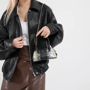 Fashionable animal print shell bag with golden chain strap for stylish women