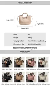 Detaillierte Größentabelle und Parametertabelle für die Vintage PU-Leder Eimertasche