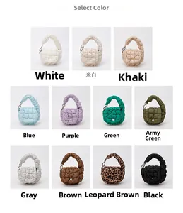 Selection of eleven colorful mini quilted puff cloud bags with metallic buckles