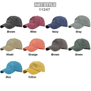 Variety of colors for the vintage NEW YORK embroidery baseball cap in washed cotton