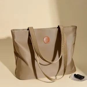 Sac Fourre-tout Décontracté en Tissu Oxford pour Femmes Grande Capacité Couleur Unie Sac à Épaule Style Coréen École