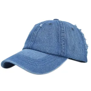 Vintage Distressed Ripped Denim Baseball Cap Adjustable Washed Cotton Sun Hat For Men Women Casual Outdoor Fashion Trucker Hat