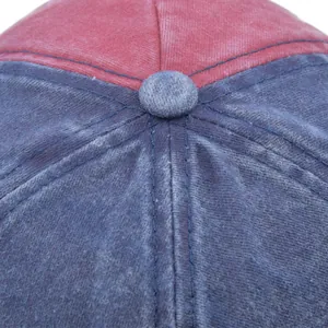 Macro detail of the contrast-color cotton cap crown showing stitching and squatchee texture