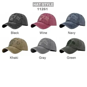 Grille montrant des casquettes baseball vintage Route 66 brodées en six coloris variés