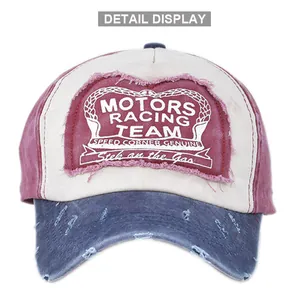 Vintage distressed baseball cap with Motors Racing Team patch and worn-out details
