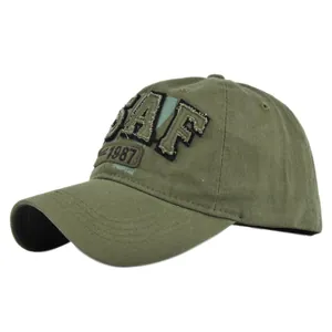 Olivgrüne Vintage USAF Baseballkappe mit Distressed-Stickerei und 3D-Patch