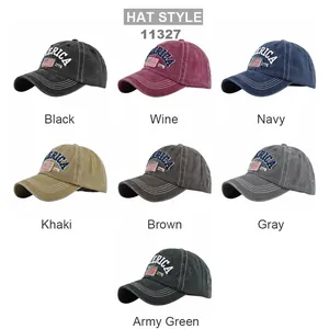 Vintage America embroidered baseball cap in seven colors with 1776 flag patch detail