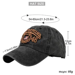 Detailed view of vintage baseball cap with size measurements and 3D embroidery detail