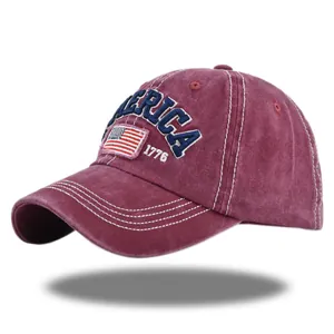 Vintage Washed Cotton Baseball Cap America 1776 Distressed Hat Men Women Independence Day Sun Protection Retro Washed Accessory
