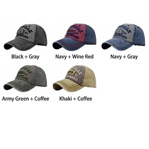 Five assorted vintage washed canvas baseball caps with NYS embroidery in various colors