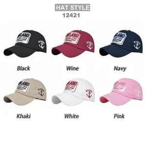 OAKLAND embroidered cotton baseball caps shown in six colors with vintage patch detail