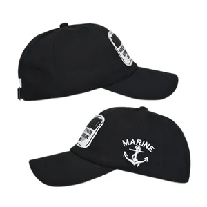 Detail view of OAKLAND baseball cap with MARINE embroidery and adjustable metal buckle