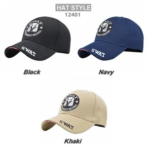Tactical eagle patch baseball caps in black, navy, and khaki colors with SWAT embroidery