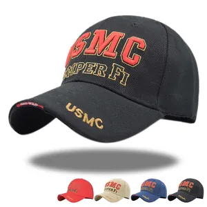 Casquette de Baseball USMC Semper Fi Chapeau Militaire Tactique Sergé de Coton Broderie 3D Réglable Sport Extérieur Soleil Homme Femme