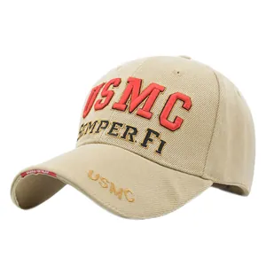 Casquette USMC kaki avec broderie Semper Fi et tissu sergé de coton robuste et durable