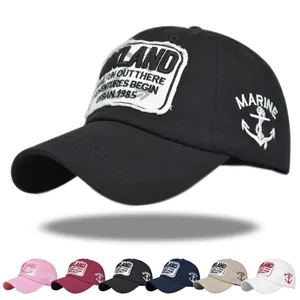 Retro Oakland Letter Embroidery Cotton Baseball Cap Adjustable Marine Anchor Sunshade Hat For Women Men Outdoor Casual