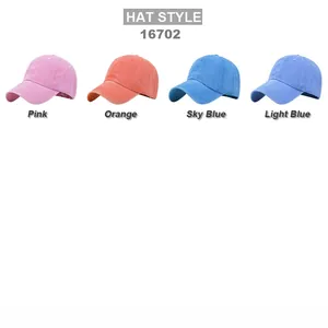 Berretti da baseball classici in cotone lavato rosa, arancione e blu con visiera curva