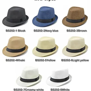 Classic summer paper straw fedora hat for men and women available in eight elegant colors