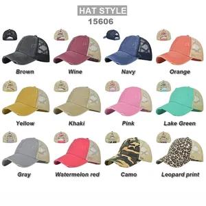 Pferdeschwanz-Baseballkappe 12er-Pack mit Mesh-Design und elastischen Kreuzbändern im Vintage-Stil
