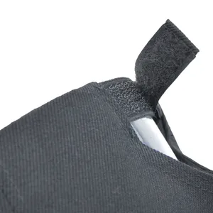 Detail of durable black nylon tactical cap with high-adhesion hook and loop fastener