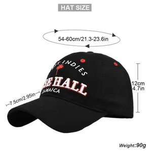 Vista detallada de gorra Rose Hall de 90g con bordado de Jamaica y palmeras