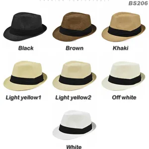 Chapeaux fedora en paille classiques pour hommes et femmes en sept couleurs
