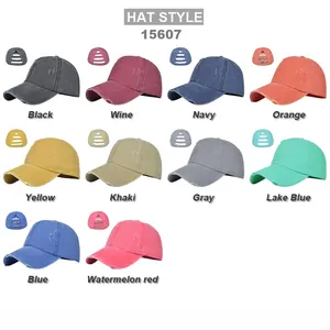 Distressed ponytail baseball cap collection in 10 assorted colors with high bun opening