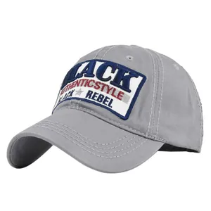 Berretto da baseball in cotone grigio con ricamo Jack Authentic Style su toppa bianca