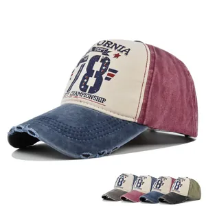 Berretto da Baseball Vintage Invecchiato Uomo Donna Cappello in Cotone Lavato California 78 Stampa Buchi Regolabile