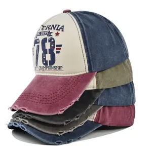 Berretti da baseball vintage California 78 in cotone lavato con dettagli strappati