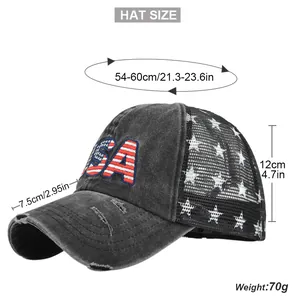 Detailed size chart showing baseball cap dimensions including 54-60cm circumference