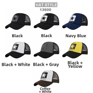 Grille de casquettes trucker en filet avec imprimé étoile en diverses combinaisons de couleurs