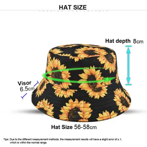 Guide des tailles pour chapeau bob tournesol avec tour de tête 56-58cm et bord de 6,5cm