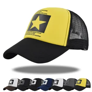 Casquette Trucker Imprimé Étoile Respirante Maille Casquette De Baseball Snapback Ajustable Chapeau De Soleil Hip Hop Hommes Femmes