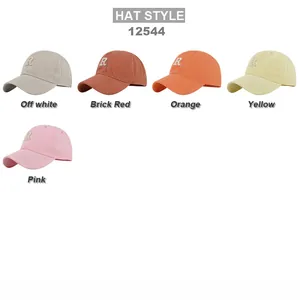 Minimalist soft top cotton baseball caps with embroidered R logo in five diverse colors