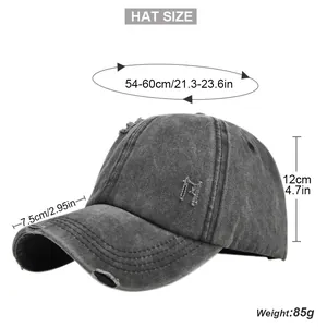 Dimensions détaillées pour casquette queue de cheval tie-dye usée avec logo N