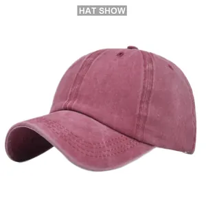 Détails de la casquette queue de cheval bordeaux délavée avec texture en coton vintage