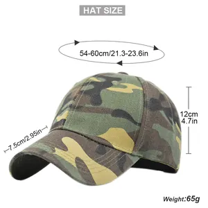Guide des tailles pour casquette camouflage, tour de tête 54-60cm et visière de 7,5cm