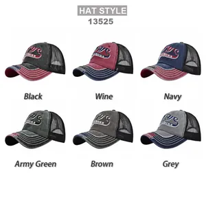 Vintage NYS bestickte Baseball Trucker Caps mit atmungsaktivem Mesh in sechs Farben