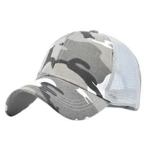 Casquette de baseball camouflage gris avec maille respirante et visière renforcée