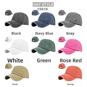 Casquettes vintage pour queue de cheval en huit couleurs avec détail de sangle croisée