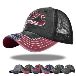Vintage NYC Stickerei Trucker Hut Für Herren Damen Gewaschene Baumwolle Mesh Verstellbare Baseballkappe Sonnenschutz Hut