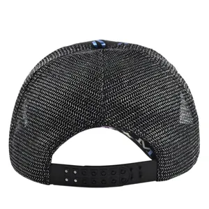 Rear view showing black snapback closure and breathable mesh of the trucker cap