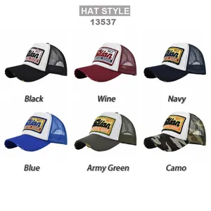 Multi-color vintage trucker hats with 3D embroidery and breathable mesh in six color options
